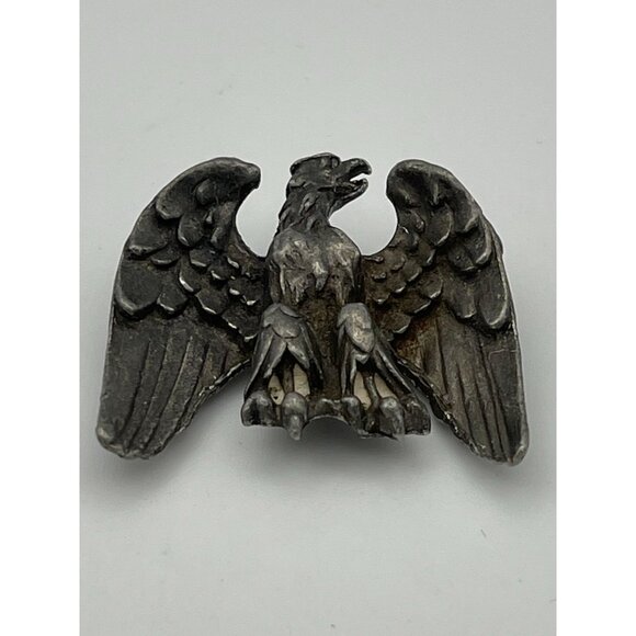 Vintage 2" Patriotic Eagle Pin Brooch Silver Tone Patina - Picture 3 of 6